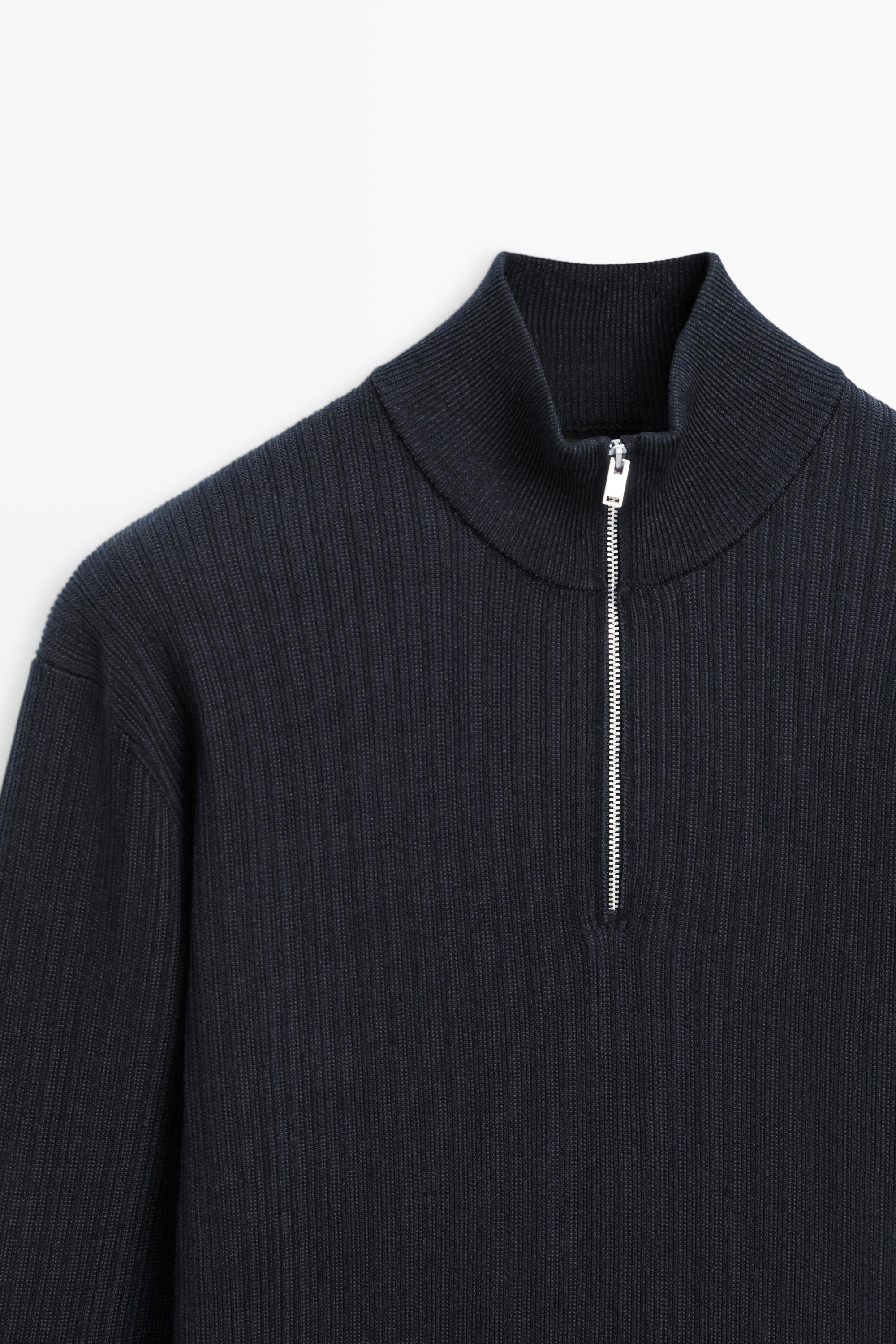 Mock neck knit sweater with zip